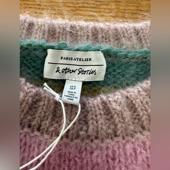 & Other Stories Relaxed Fit Mohair Striped Sweater 21” p2p, size small - Picture 12 of 12